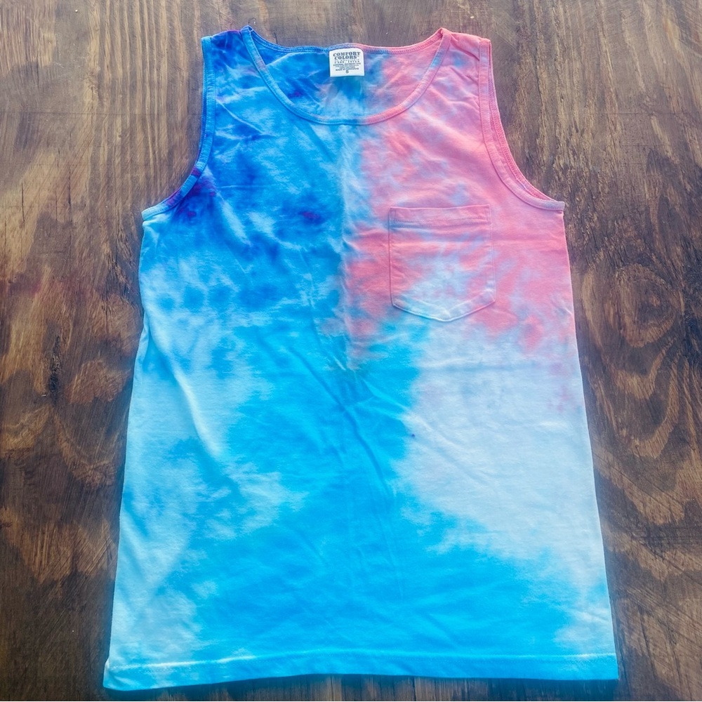 Comfort Colors Vibrant Tie-Dye Tank Top - Blue and Pink